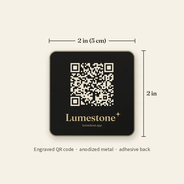Lumestone plaque dimensions: 5 cm by 5 cm, 2 by 2 inches